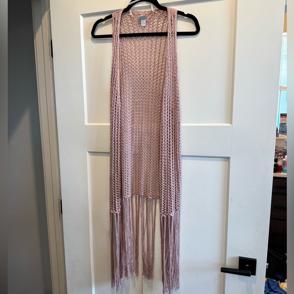 EUC Sonoma Goods for Life Pink Knit Fringe Vest
